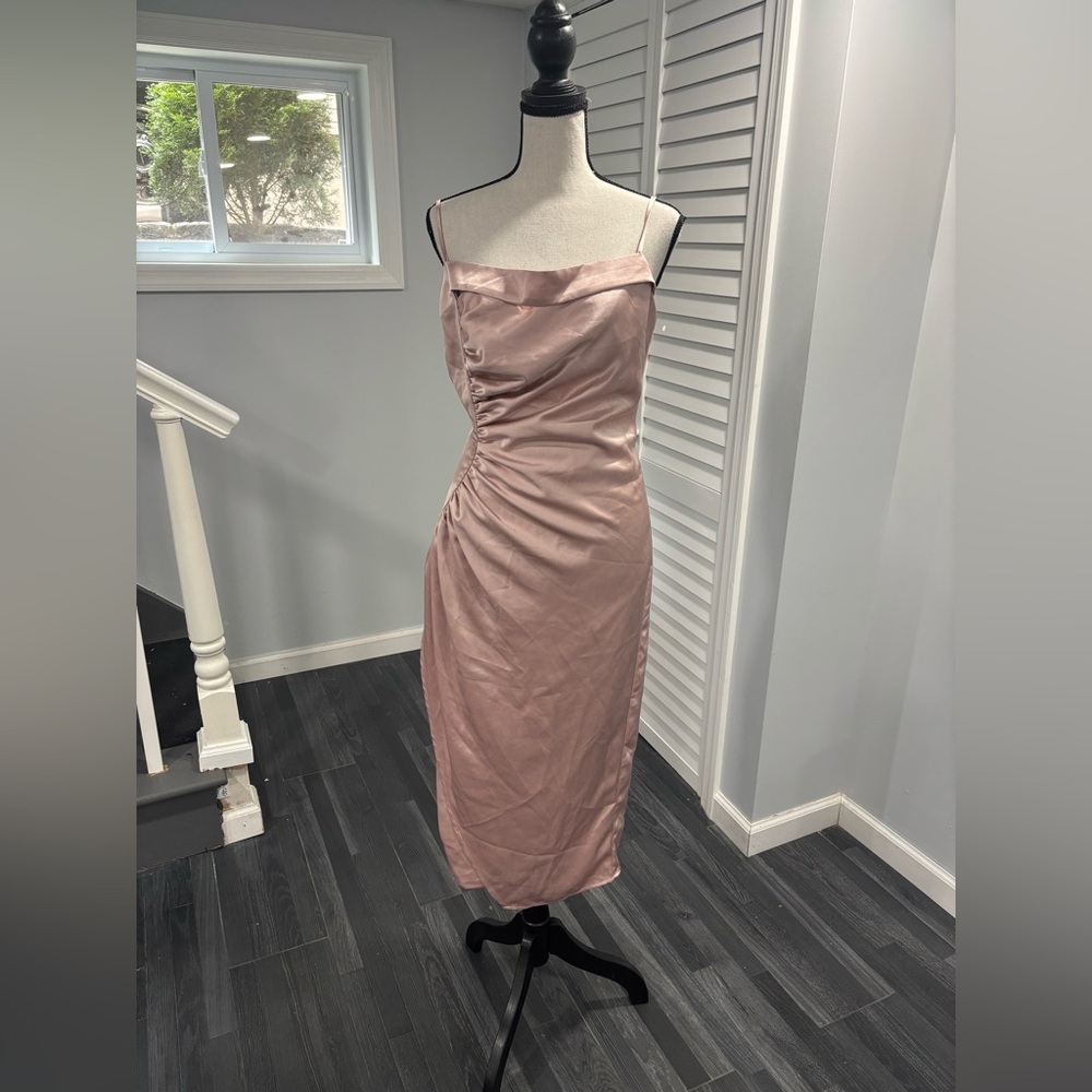 Elegant Pink Strapless Dress Size L